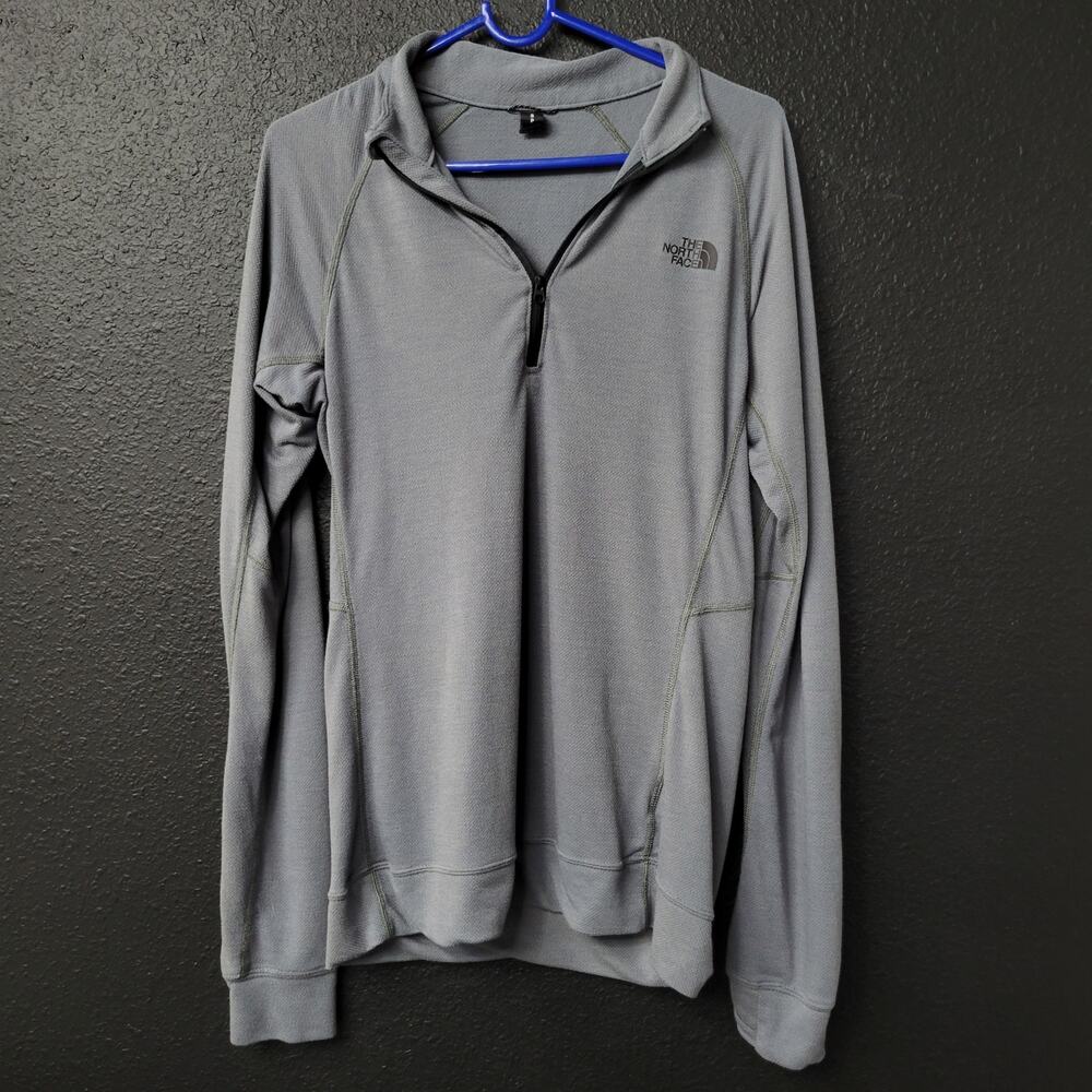 The North Face Wool Blend Sweater Men's S Gray 1/4 Zip Pullover Hiking Outdoor